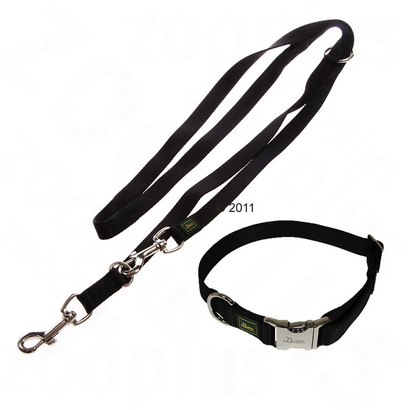 Sparset HUNTER Hundeleine + Halsband Vario Basic schwarz | bitiba