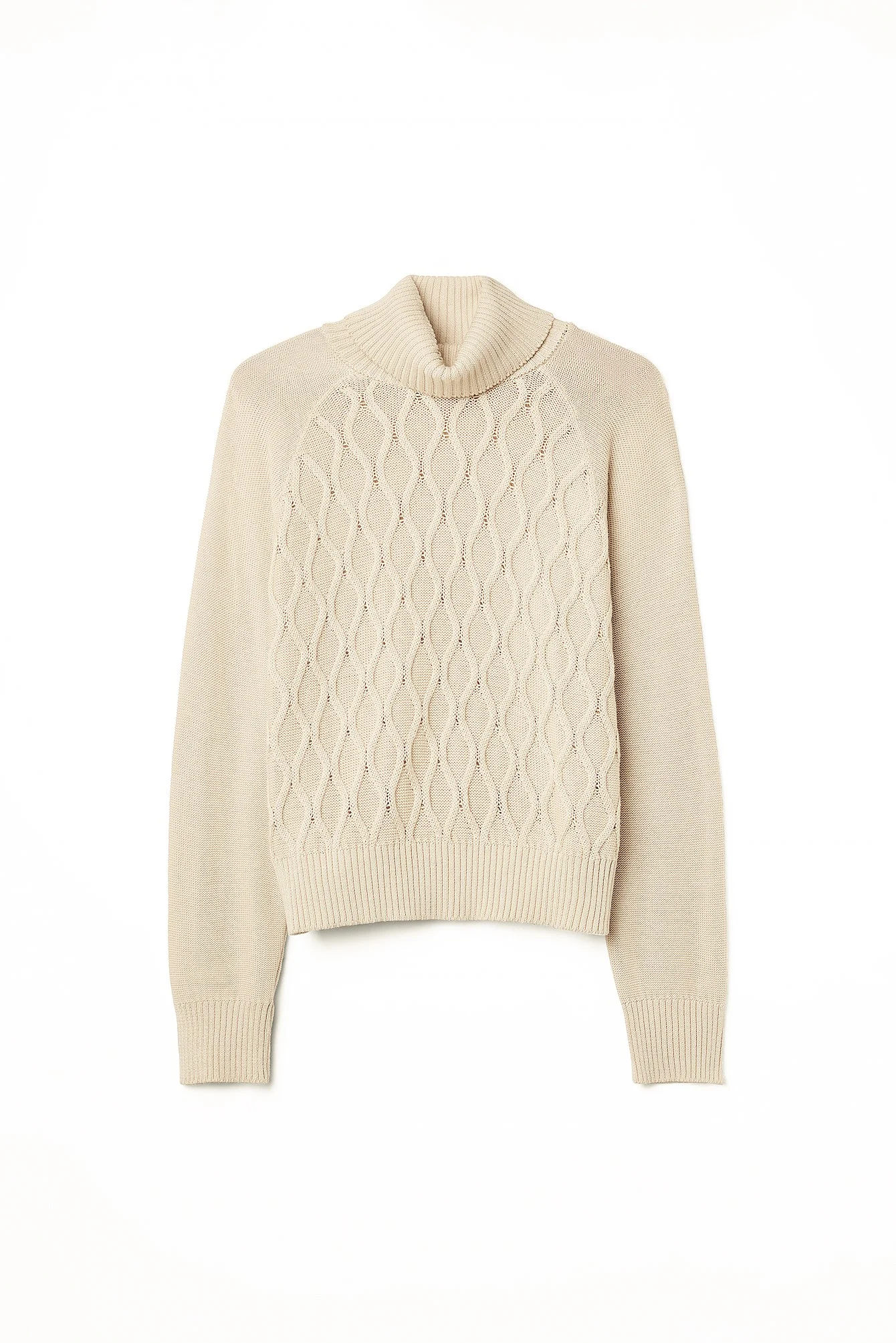 Strickpullover mit Rollkragen und Zopfmuster