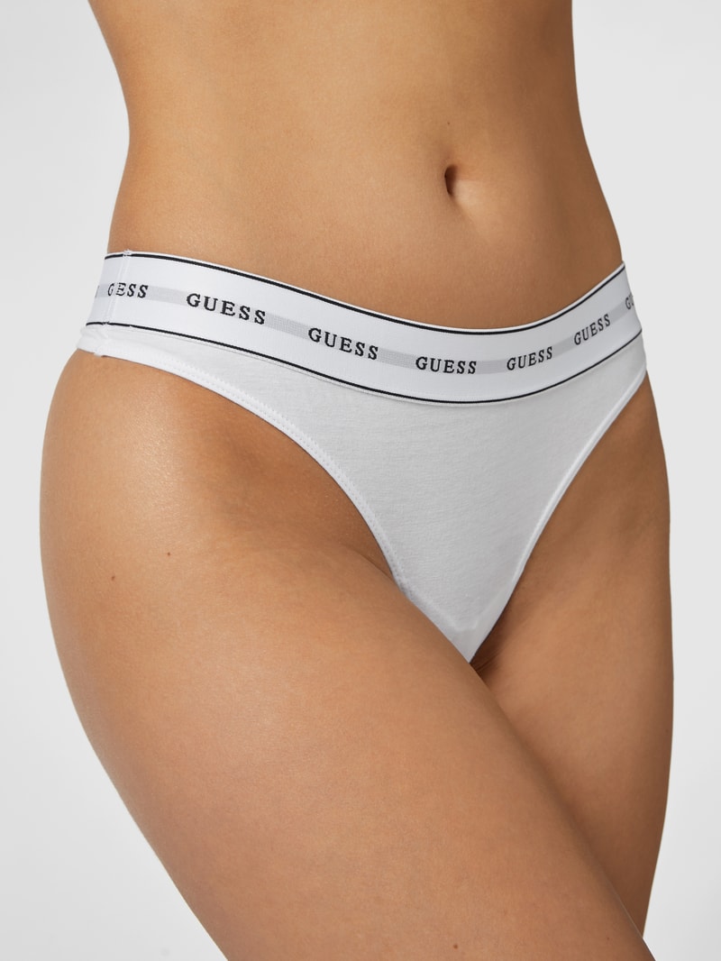 String mit Logo-Bund in weiß