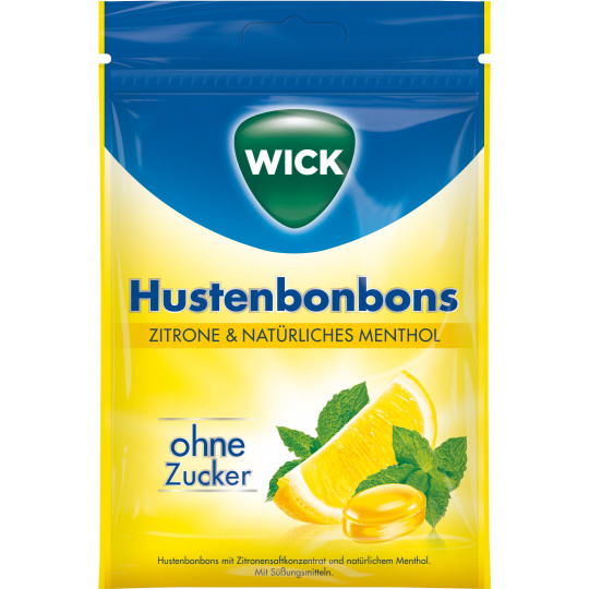 Wick Hustenbonbons Zitrone & Natürliches Menthol 72G