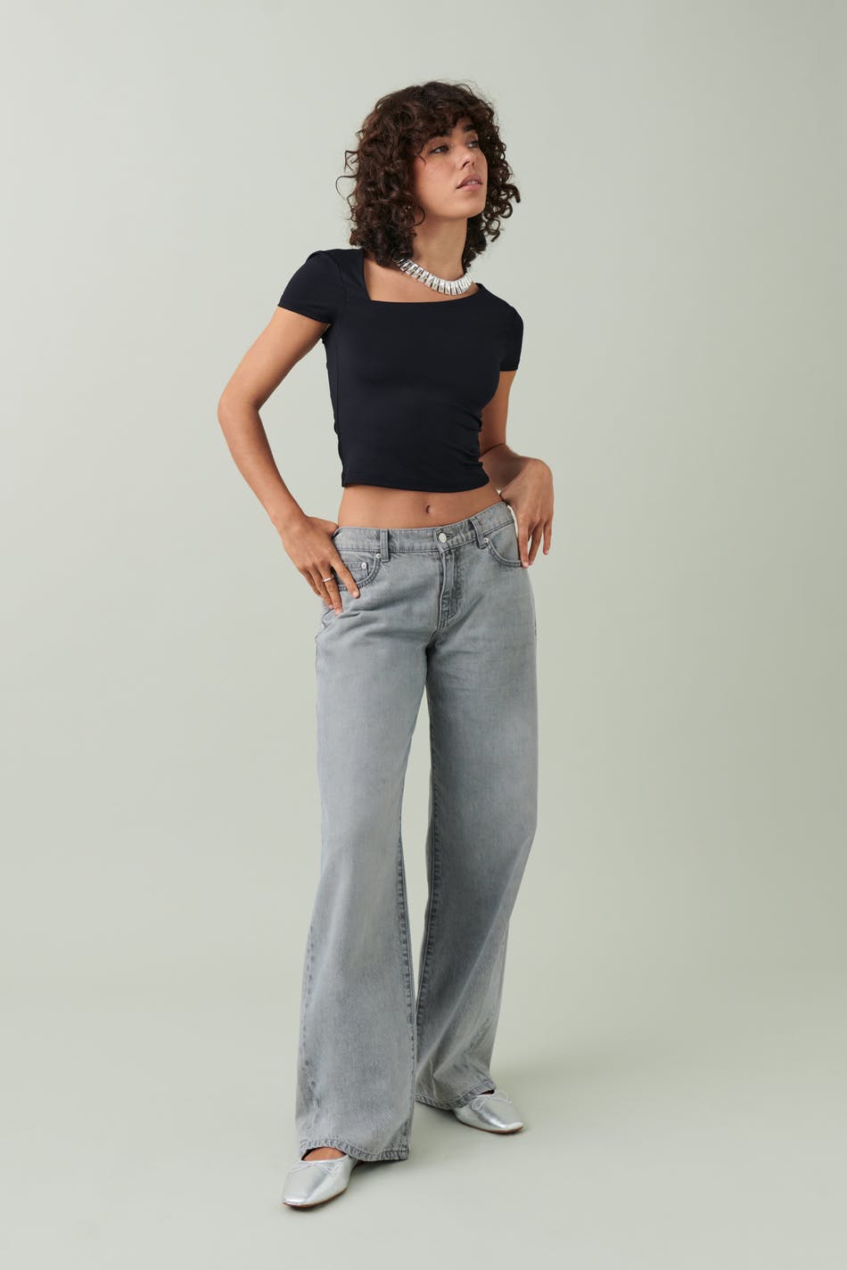 Asymmetric neckline top