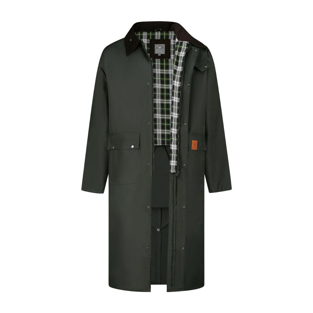 MGO Alec Olive Herren lange Wachsjacke