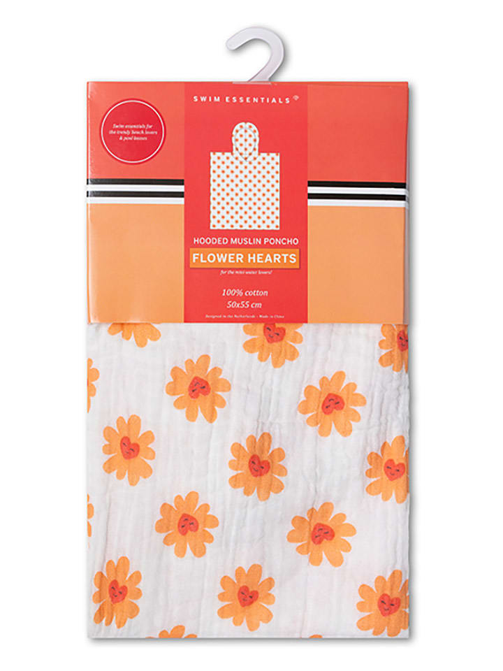 Swim Essentials Poncho ''Floral Love'' in Weiß/ Orange - (L)55 x (B)50 cm günstig kaufen onesize