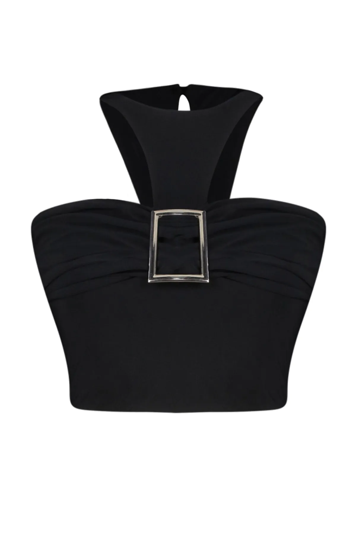 Trendyol Collection  Schwarzes Crop-Bustier mit gestricktem Accessoire TPRSS23BS00088