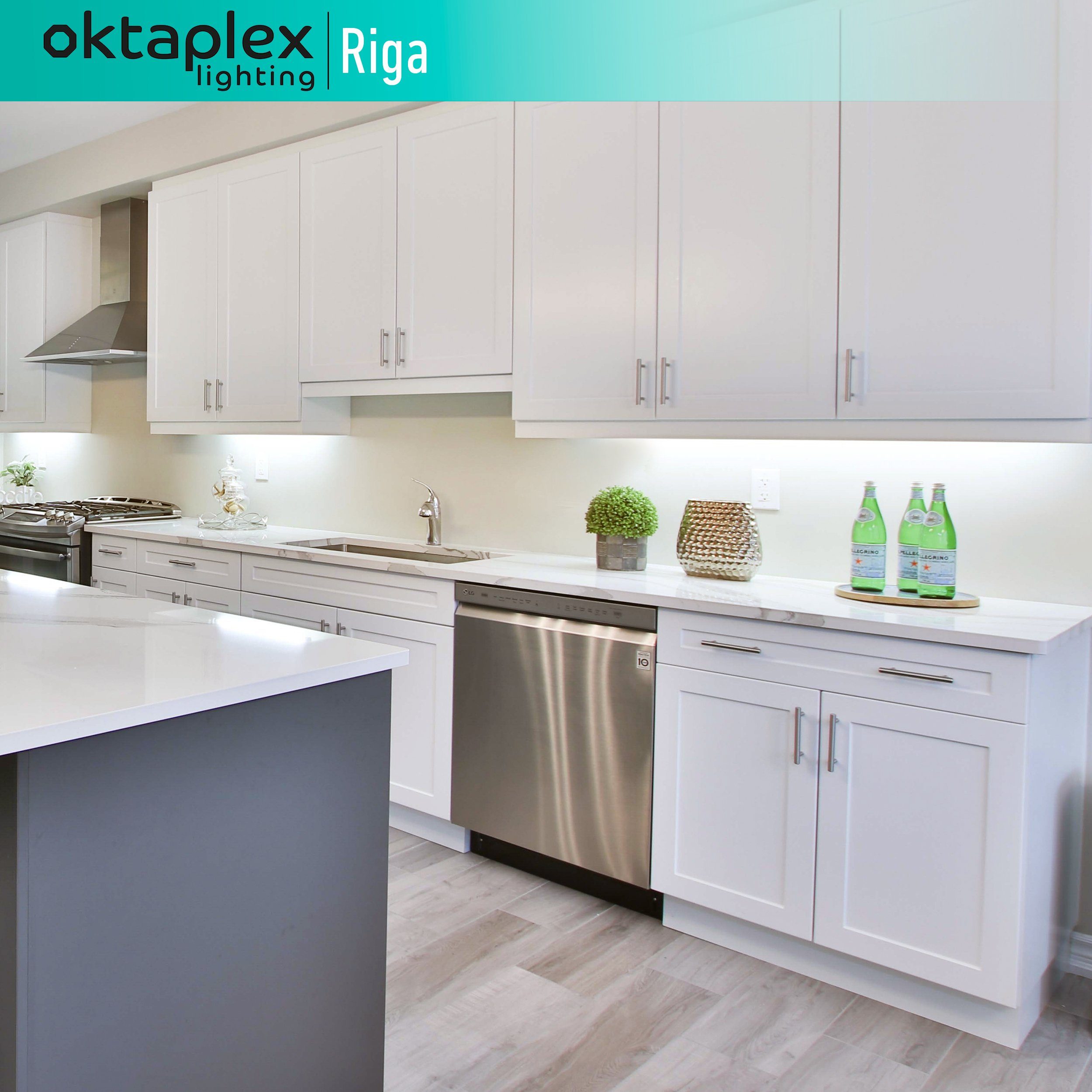 Oktaplex lighting LED Unterbauleuchte Riga 4W 28cm 230V, Ein-/Ausschalter, LED fest verbaut, Warmweiß, 3000K Lichtleiste Küche Unterschrankleuchte