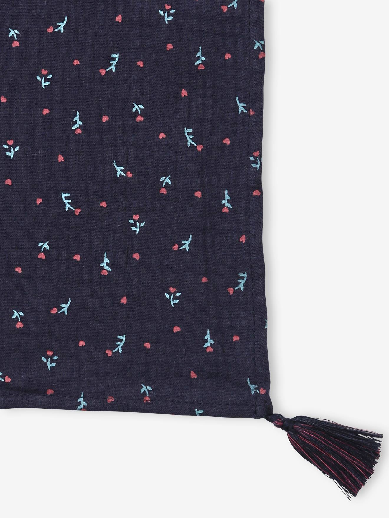Foulard imprimé fleuri fille dark bleu indigo imprimé