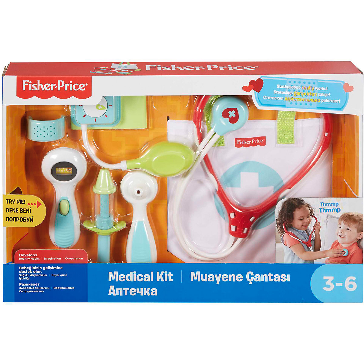Fisher-Price Arzttasche (7 Teile), Kinder-Spielzeug, Kinder Arztkoffer