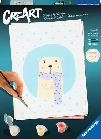 CreArt Hello Baby: Süßer Polarbär - Malen nach Zahlen für Erwachsene