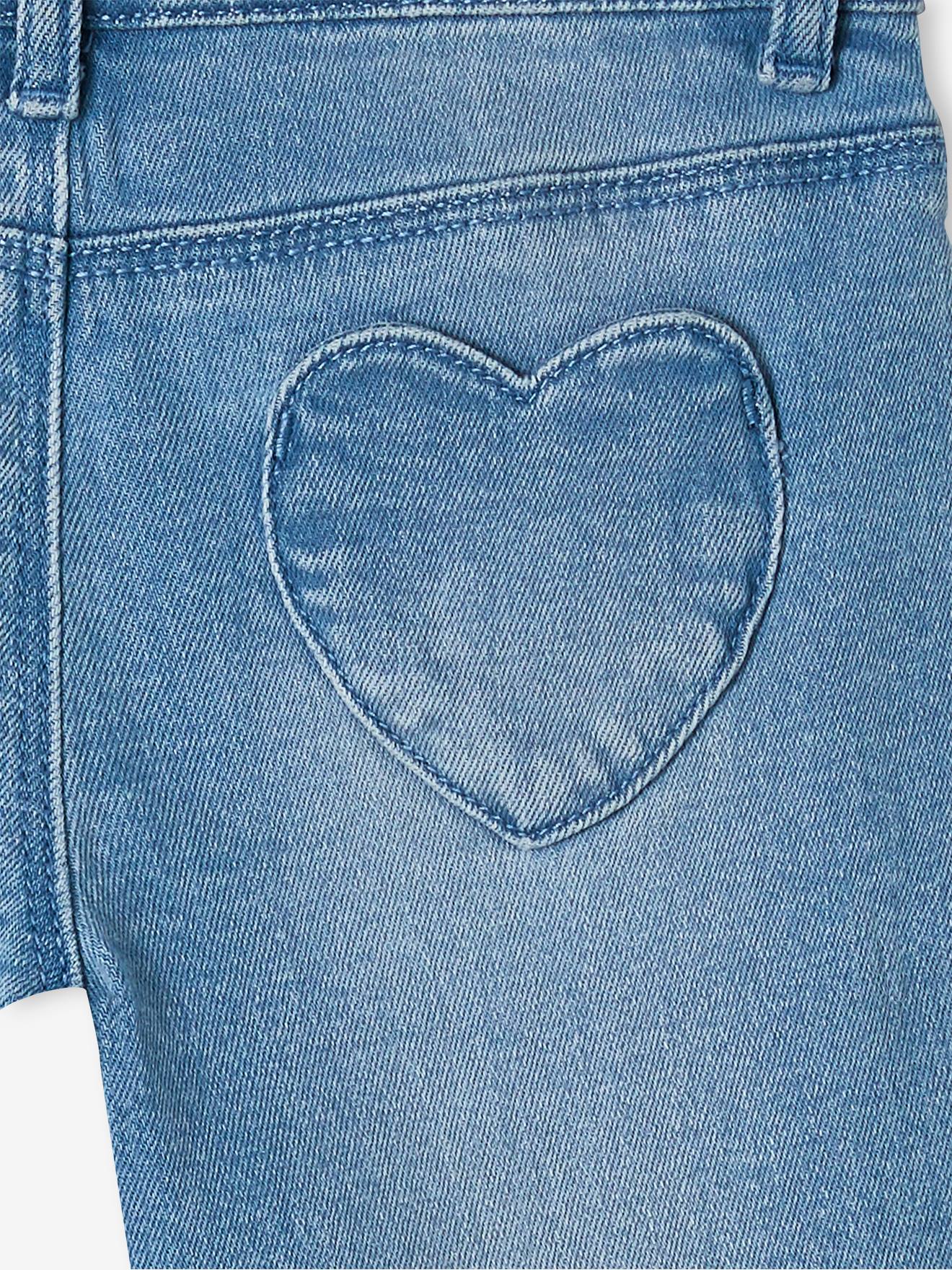Pantacourt denim à noeud fille double stone