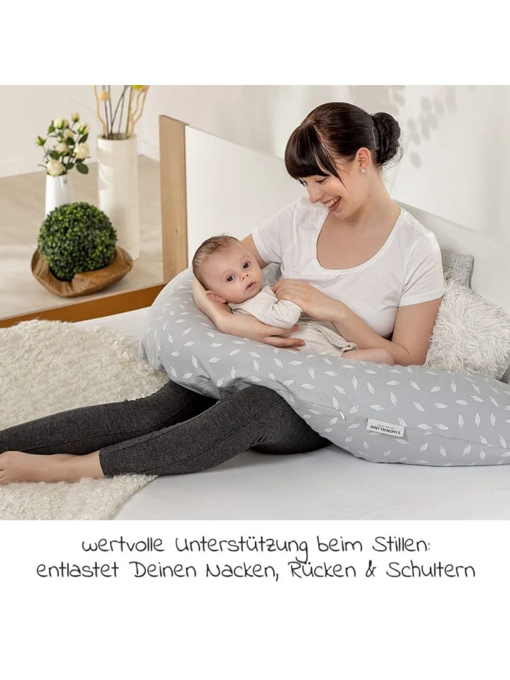 Theraline Stillkissen Das Original 190 cm - Leaves - Grau in grau günstig kaufen onesize