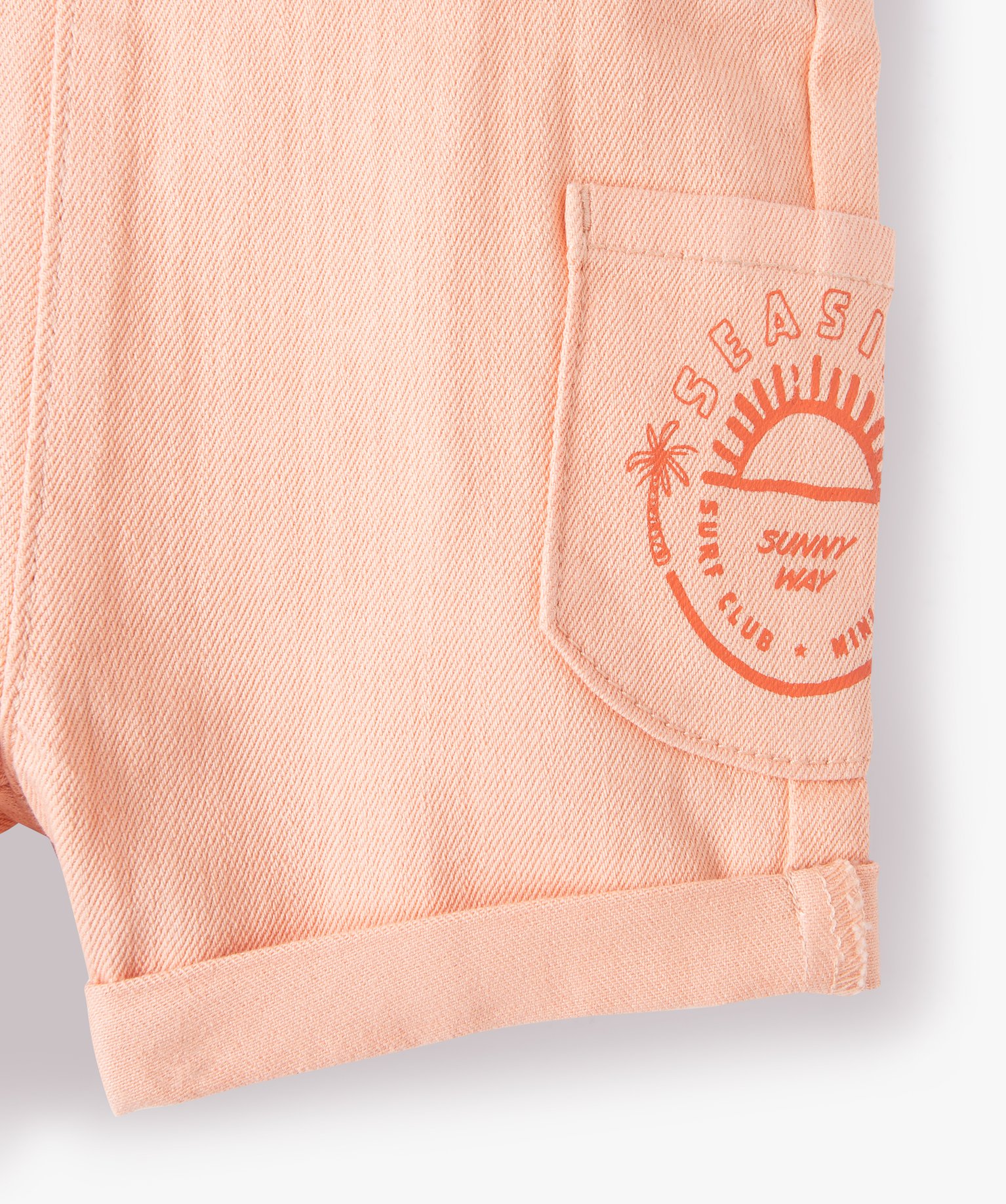Salopette bébé Garçon courte en denim stretch coloré orange | GEMO