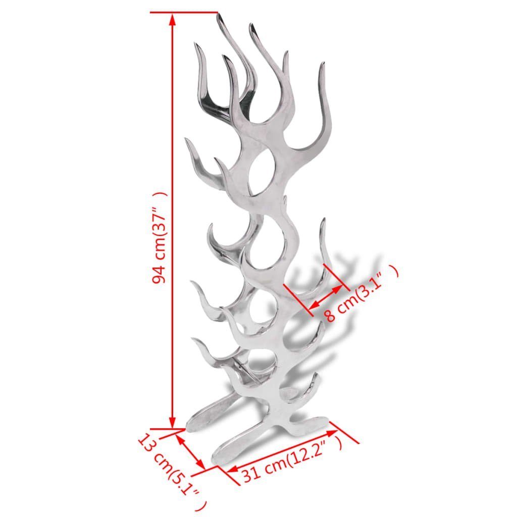 vidaXL Weinregal Weinregal Flammenform Aluminium Silber 9 Flaschen, 9-tlg.