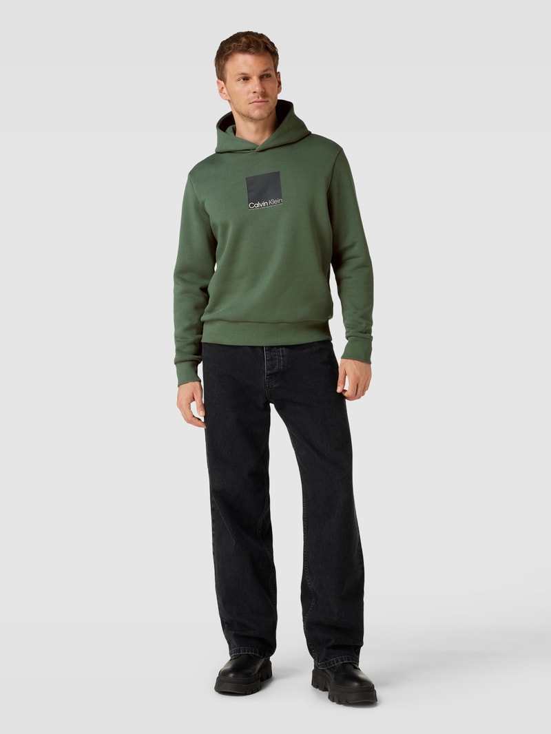 Hoodie mit Logo-Print in olivgrün