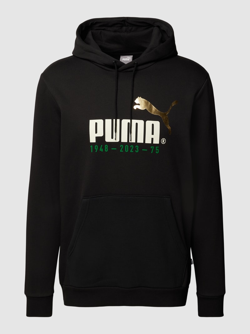 Hoodie mit Label-Print in schwarz