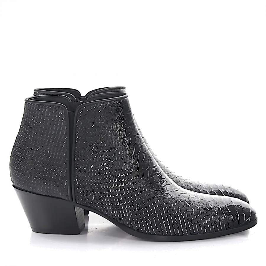 Giuseppe Zanotti - Stiefeletten DADDY Kalbsleder Prägung bordeaux schwarz - schwarz