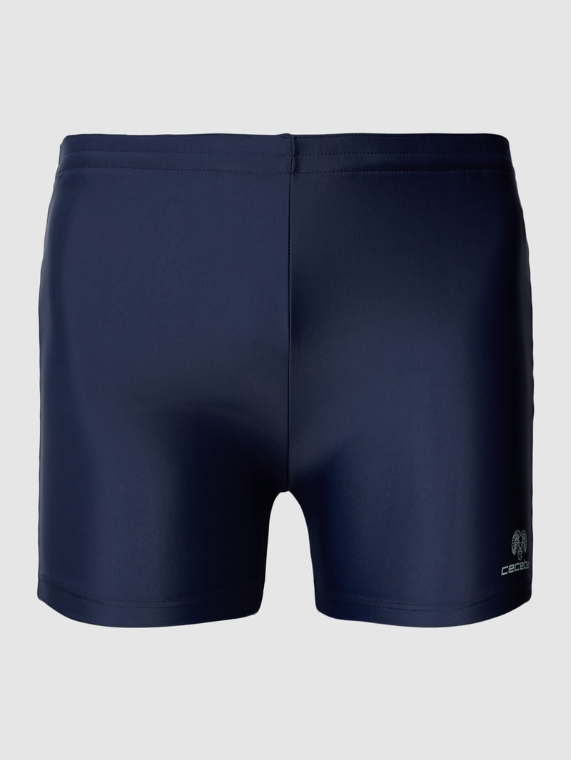 PLUS SIZE Badehose mit Label-Print Modell 'ATLANTA' in dunkelblau