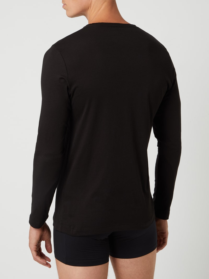 Body Fit Longsleeve aus Pima-Baumwolle im 2er-Pack in schwarz