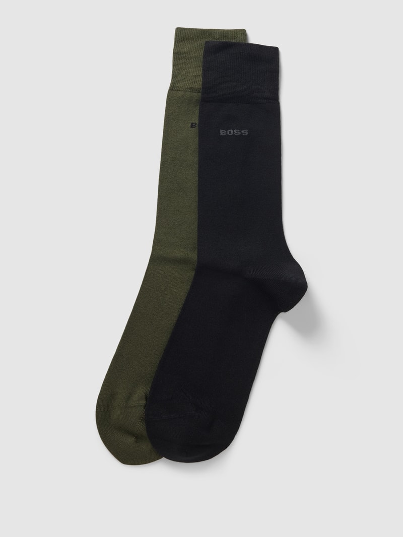Socken mit Label-Detail im 2er-Pack in olivgrün
