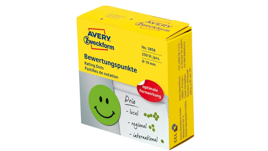 AVERY Zweckform Bewertungspunkte auf Rolle Smiley ø19 mm