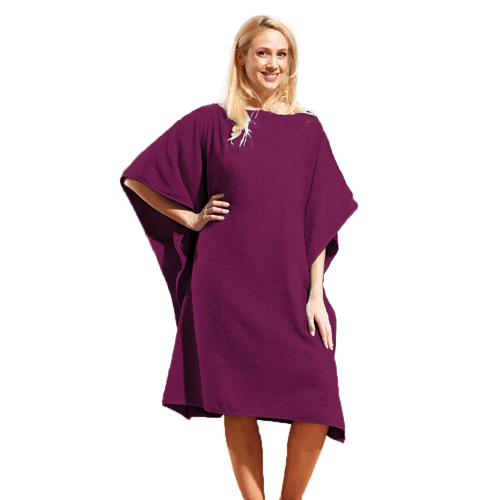 Sensino XL-Badetuch-Poncho 2 in 1, ca. 100 x 200 cm, Aubergine
