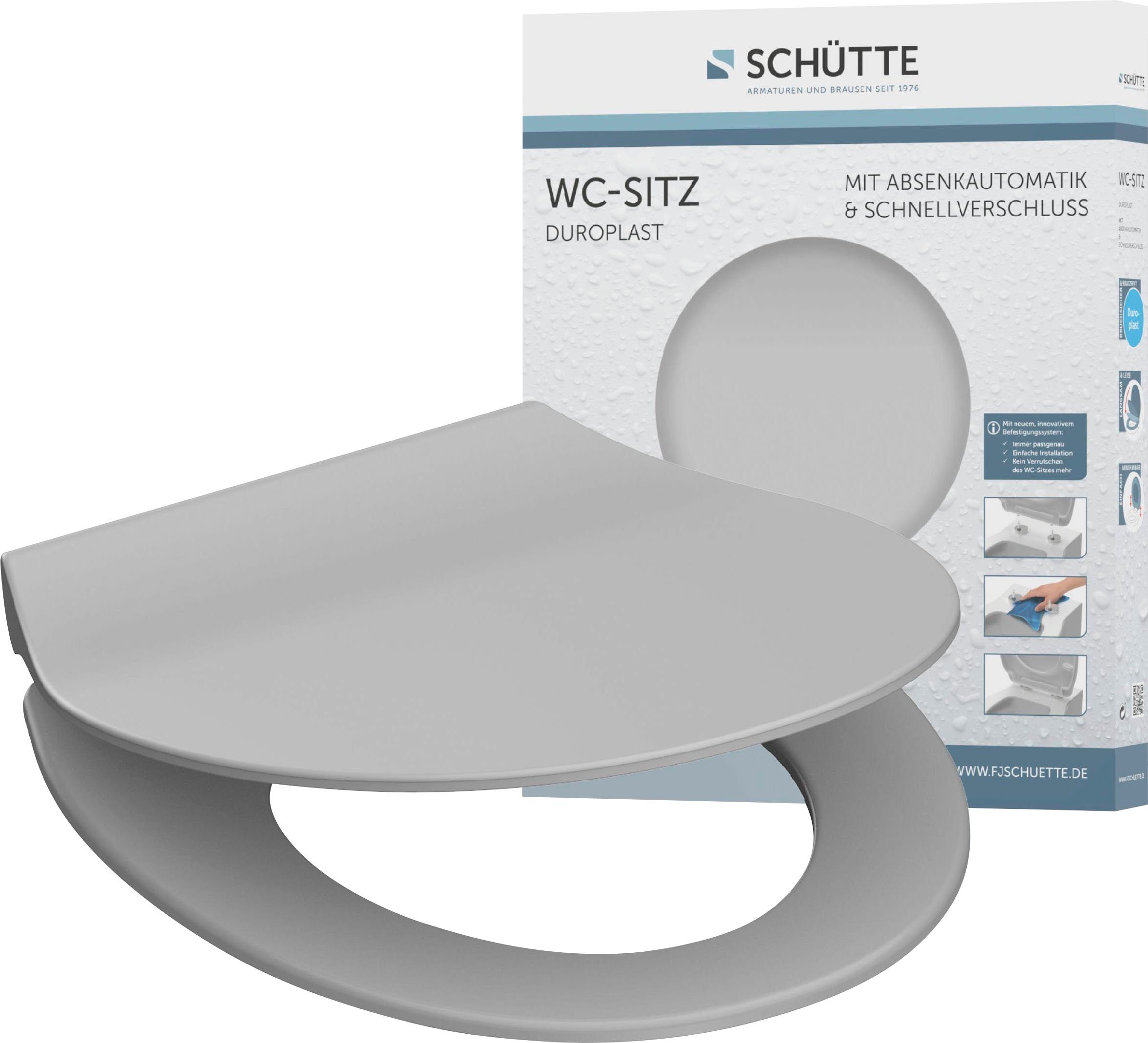 Schütte WC-Sitz SLIM, Duroplast, Absenkautomatik, Schnellverschluss, besonders flache Form