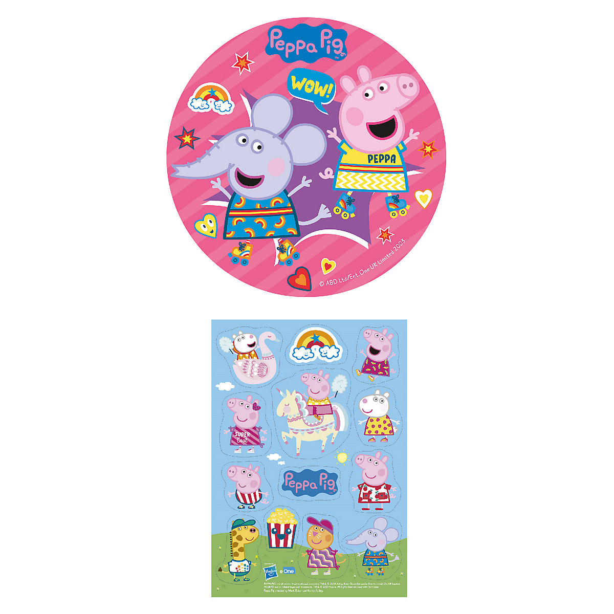 2er Set Peppa Wutz Essbarer Tortenaufleger + Mini-Törtchenaufleger