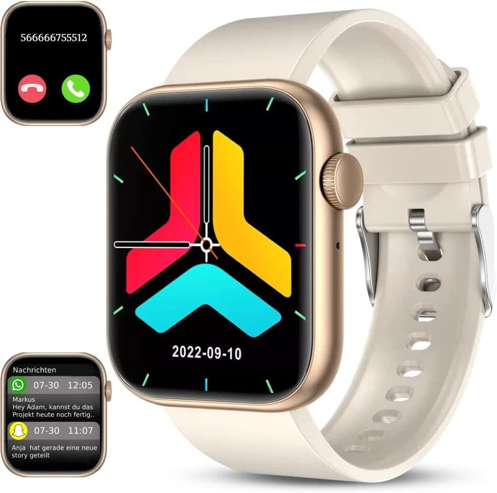Mutoy Smartwatch Fitness Tracker Damen Herren mit Anruffunktion Smartwatch (1.85