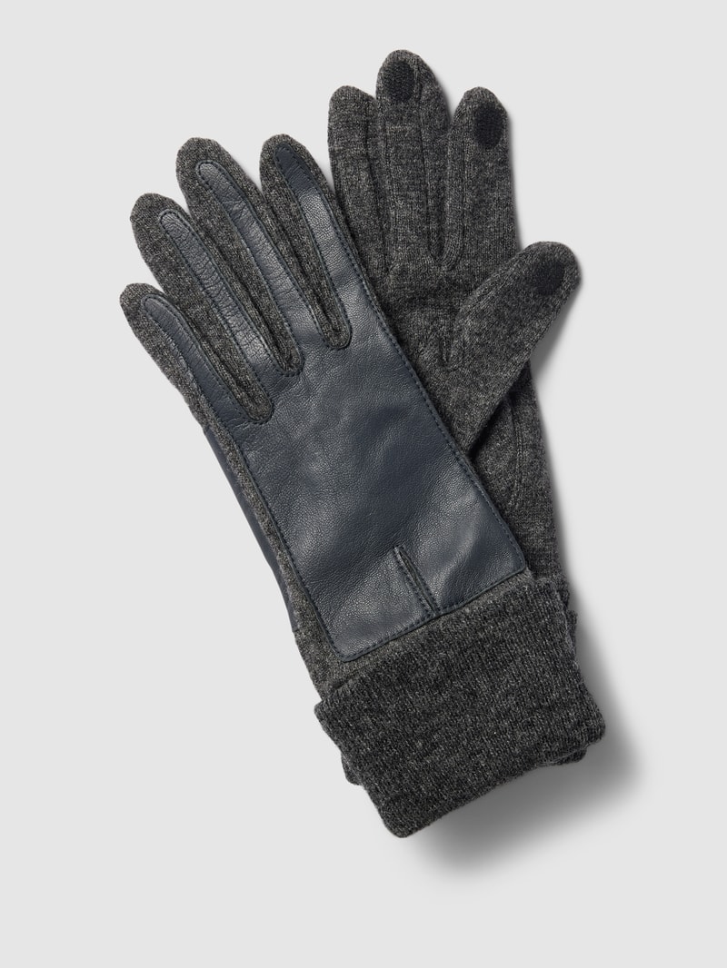 Handschuhe aus Lammleder mit breitem Umschlag in dunkelgrau