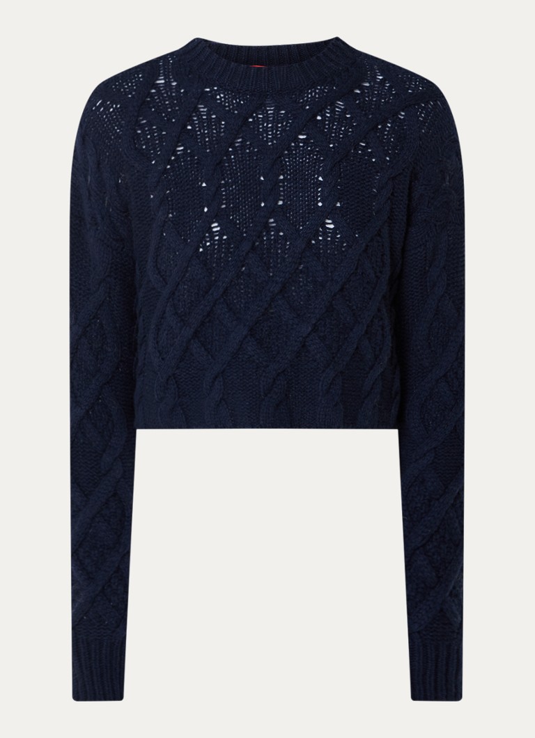 Max & Co Ape cable-knit cropped wool sweater with openwork design
