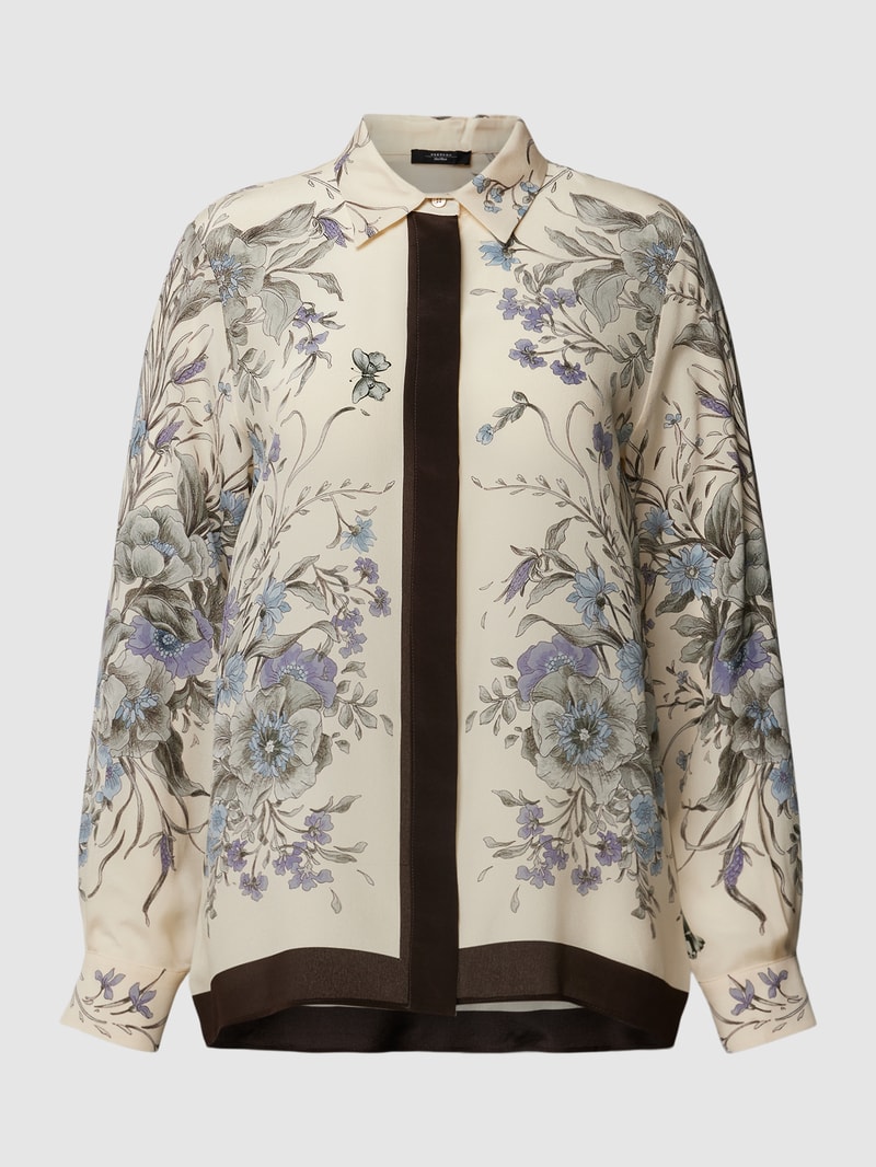 Hemdbluse mit Allover-Muster Modell 'PONTE' in beige