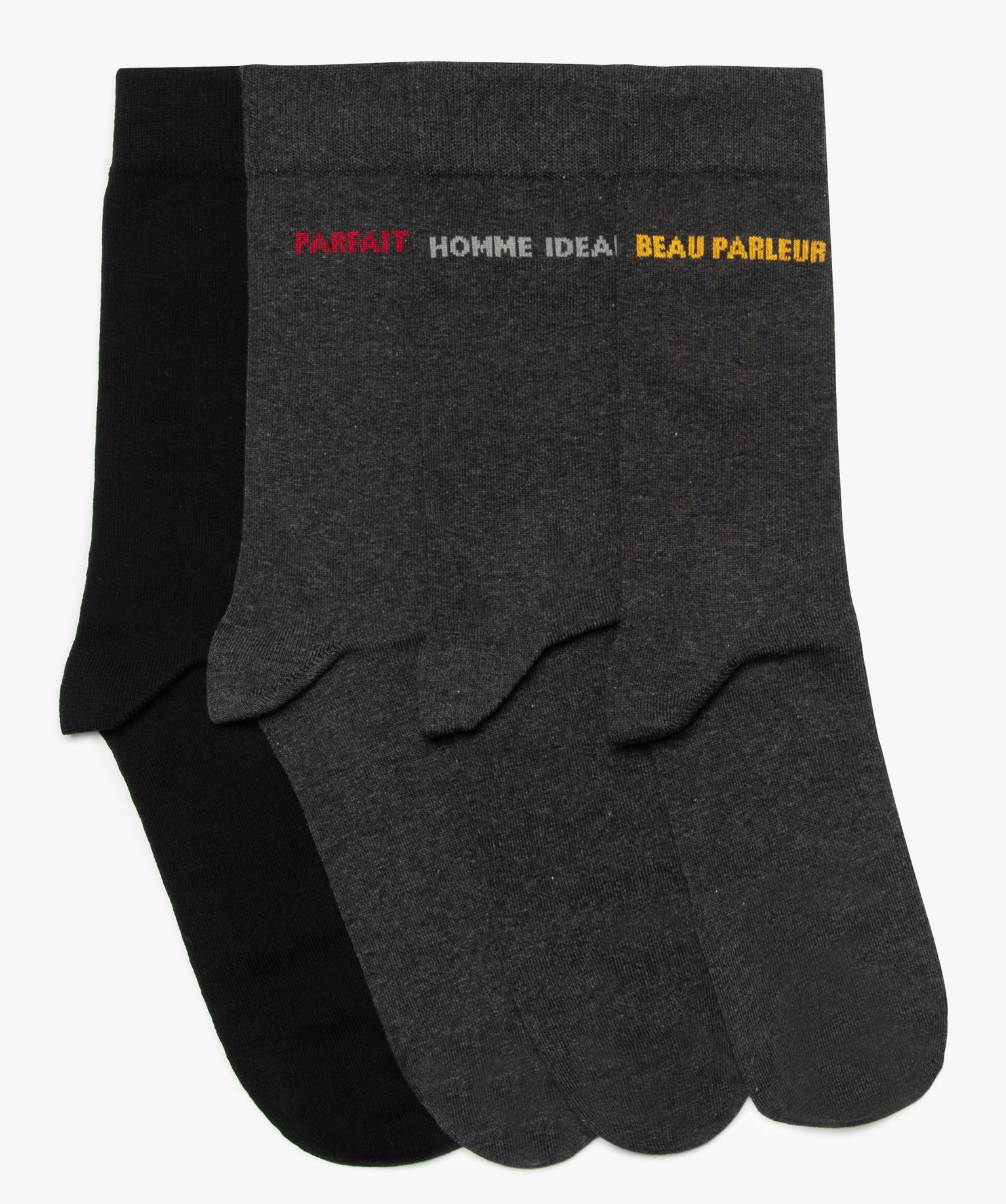 Chaussettes homme avec inscription (lot de 5) gris | GEMO
