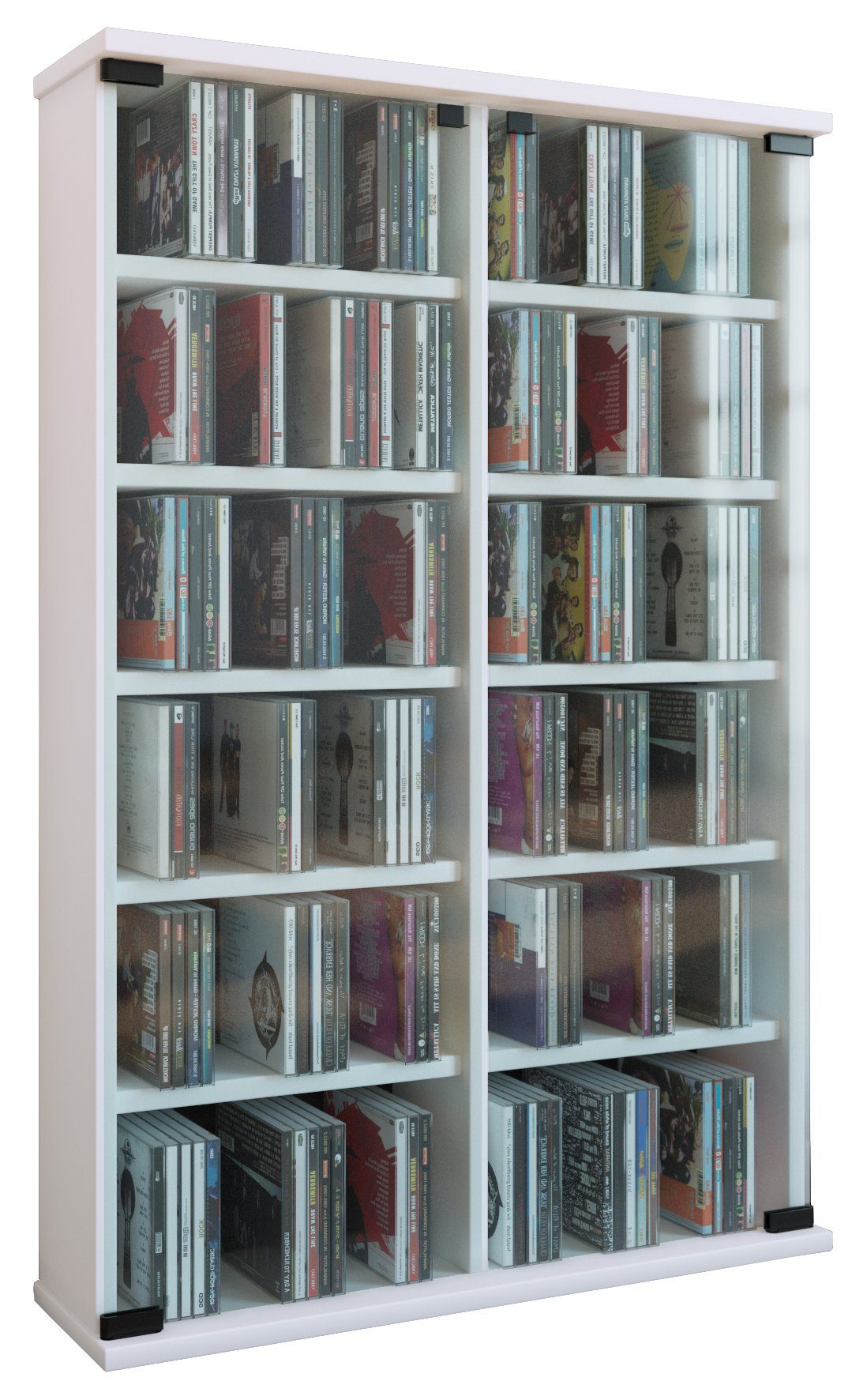 VCM CD-Regal Holz CD DVD Stand Regal Schrank Roma Glastür, 1-tlg.