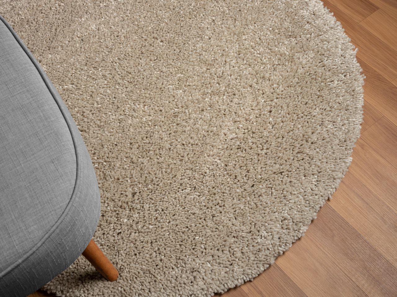 MyFlair Teppich Elodie, 120cm x 120cm, Farbe Beige, rund, Florhöhe 37mm