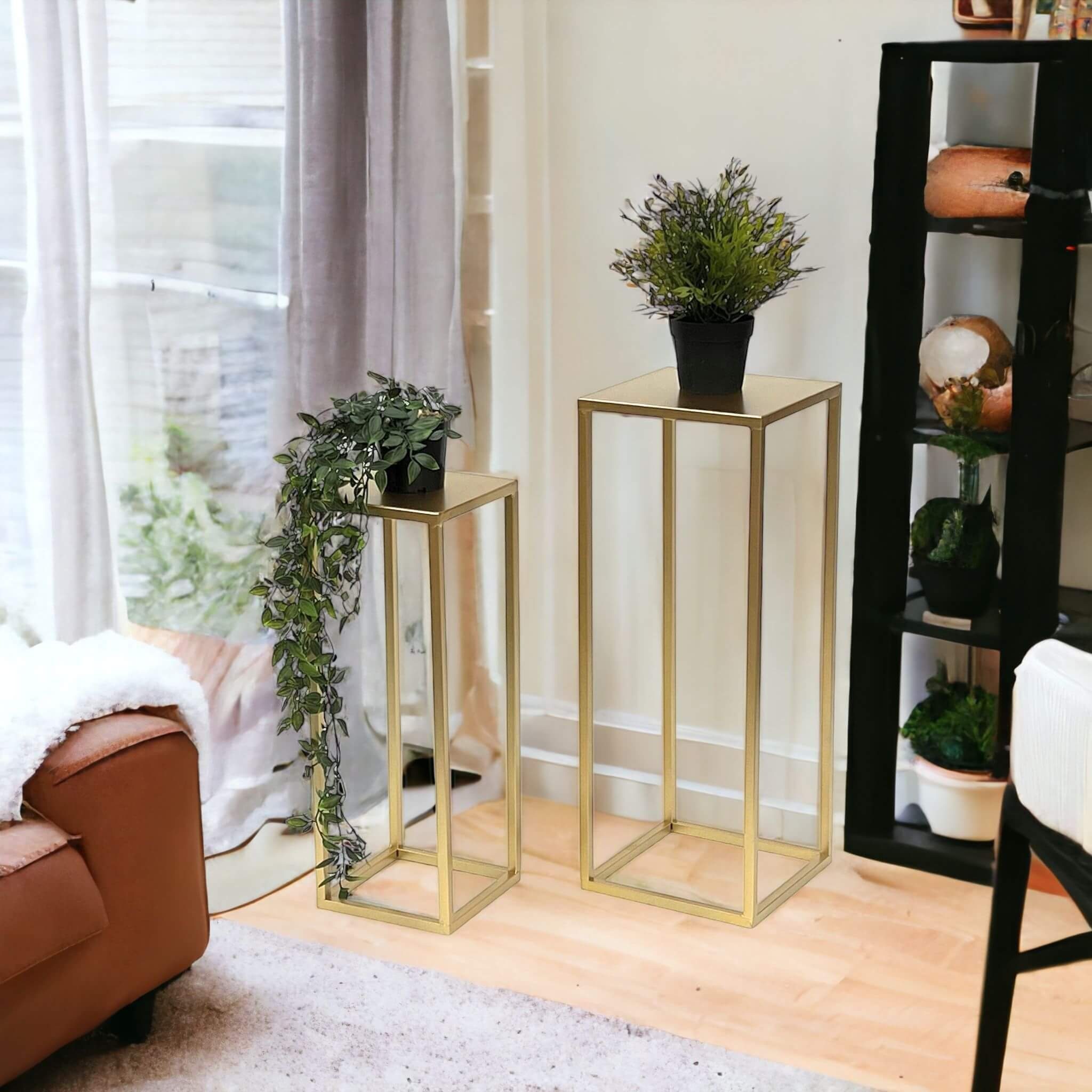 DanDiBo Blumenhocker Blumenhocker Metall Gold Eckig Blumenständer 96506 2er Set (2er Set)