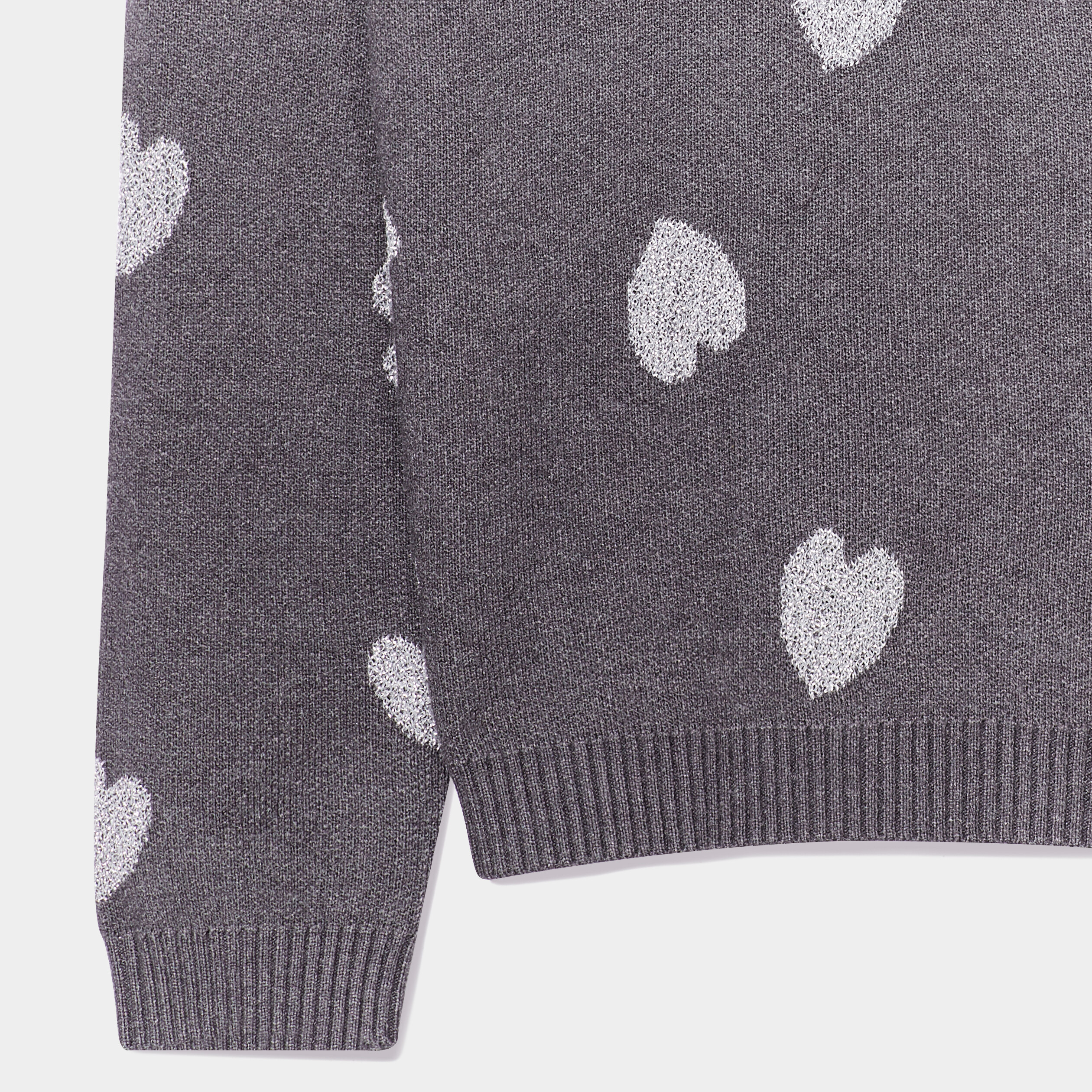Pull tricot col rond manches longues gris foncé fille | La Halle