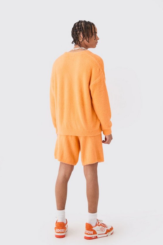 Lockere flauschige Shorts in Orange