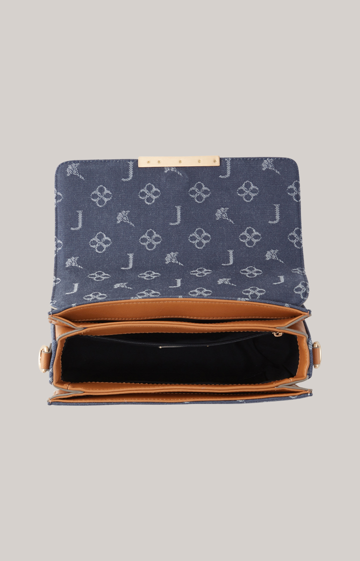 Schultertasche Azzurro Sousa in Denim-Blau/Cognac