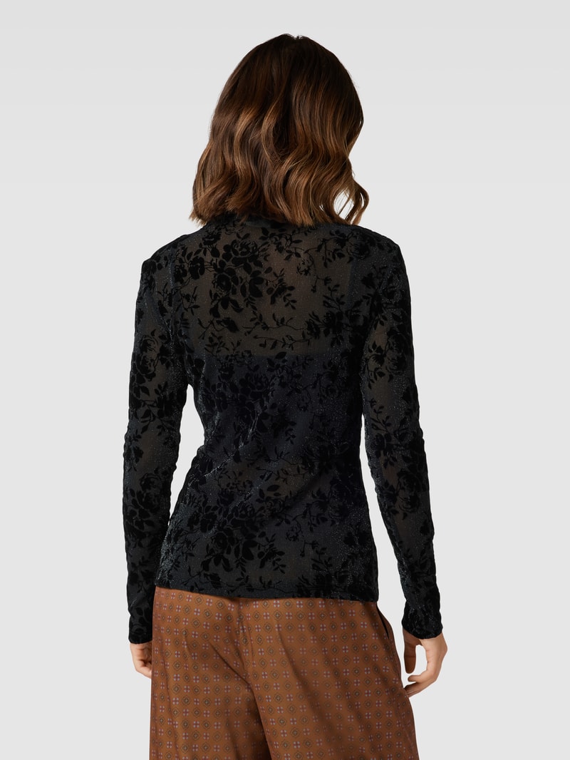 Longsleeve mit Effektgarn in schwarz