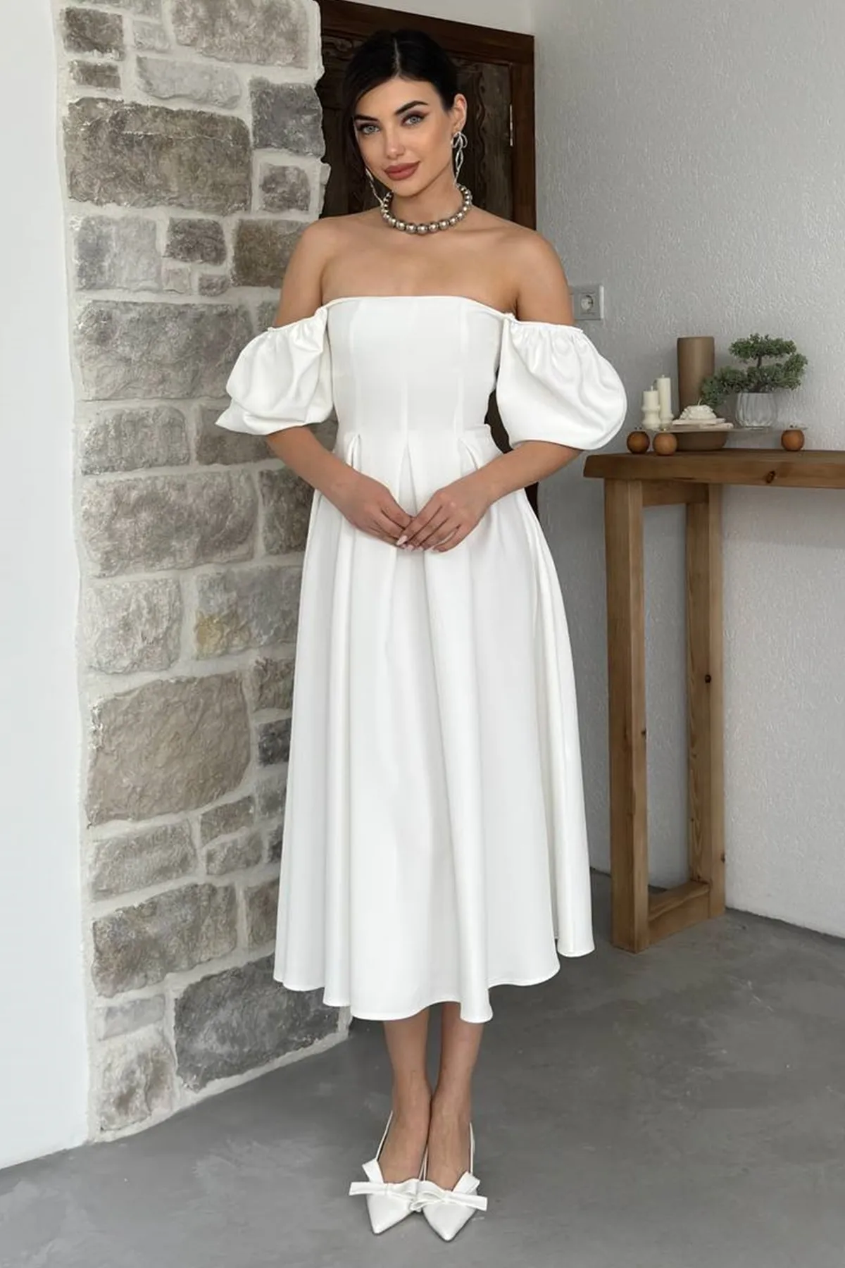 vuvutasarım  Kleid - Weiß - A-Linie