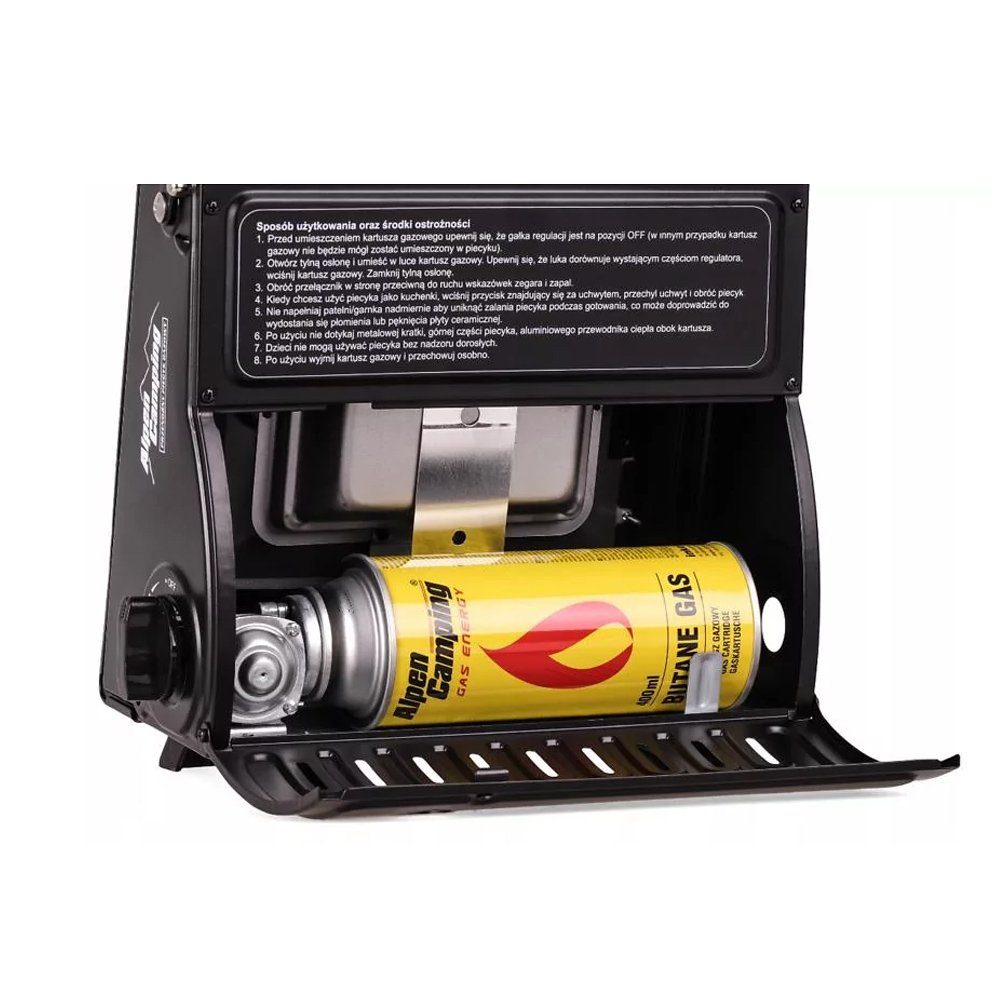 Alpen Camping Gaskocher IK1100, 2 in 1 Gasofen mit Kocherfunktion