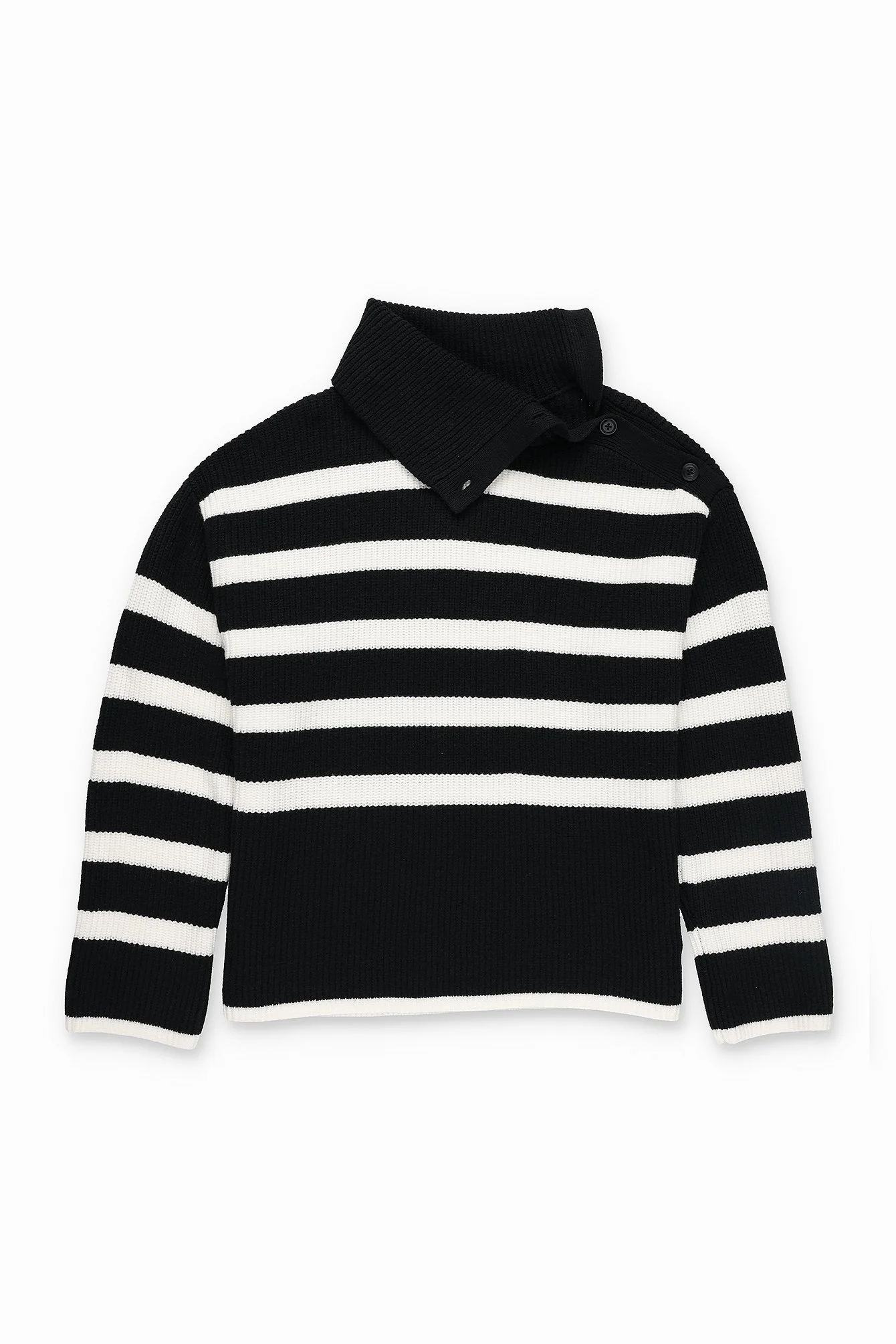 Gestreifter Rollkragenpullover aus Strick