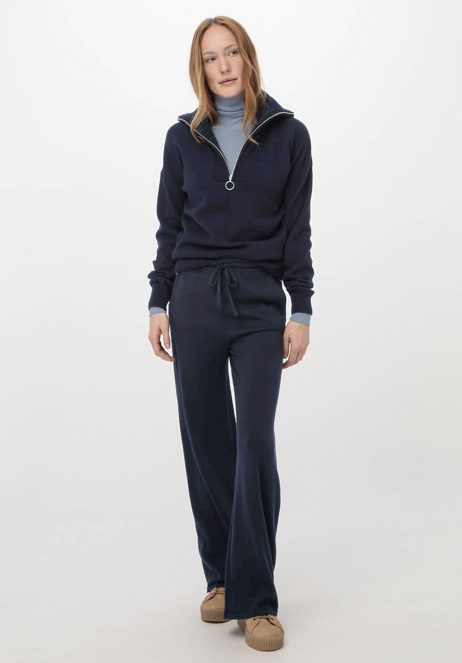 Rollkragenpullover aus Bio-Merinowolle mit Seide