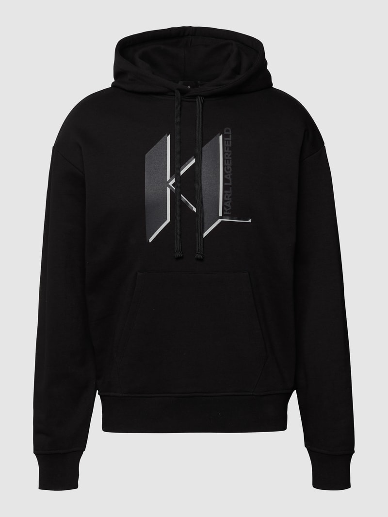 Hoodie mit Label-Prints in schwarz
