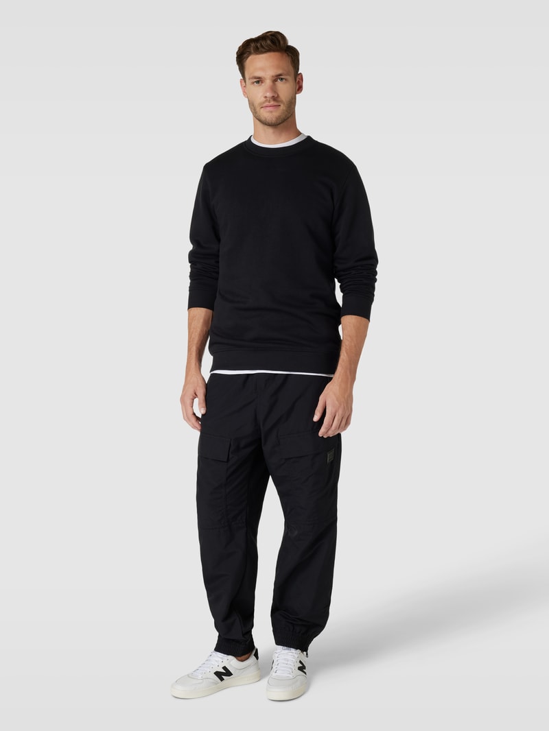 Sweatshirt mit Rundhalsausschnitt Modell 'TILO' in schwarz