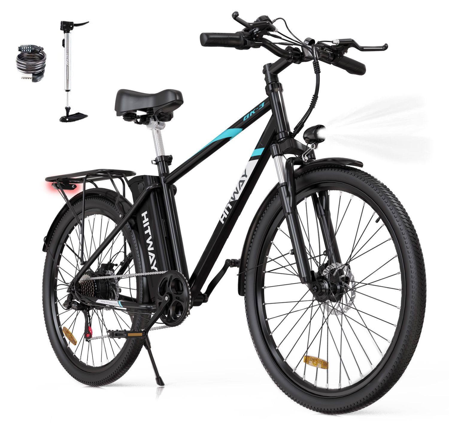 HITWAY E-Bike, 7 Gang, Heckmotor, 26 Zoll Elektrofahrrad MTB Cityräder Mountainbike StVZO