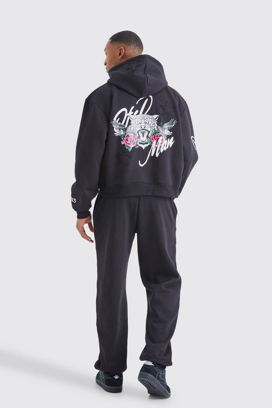 Kastiger Oversize Trainingsanzug mit Tiger-Print