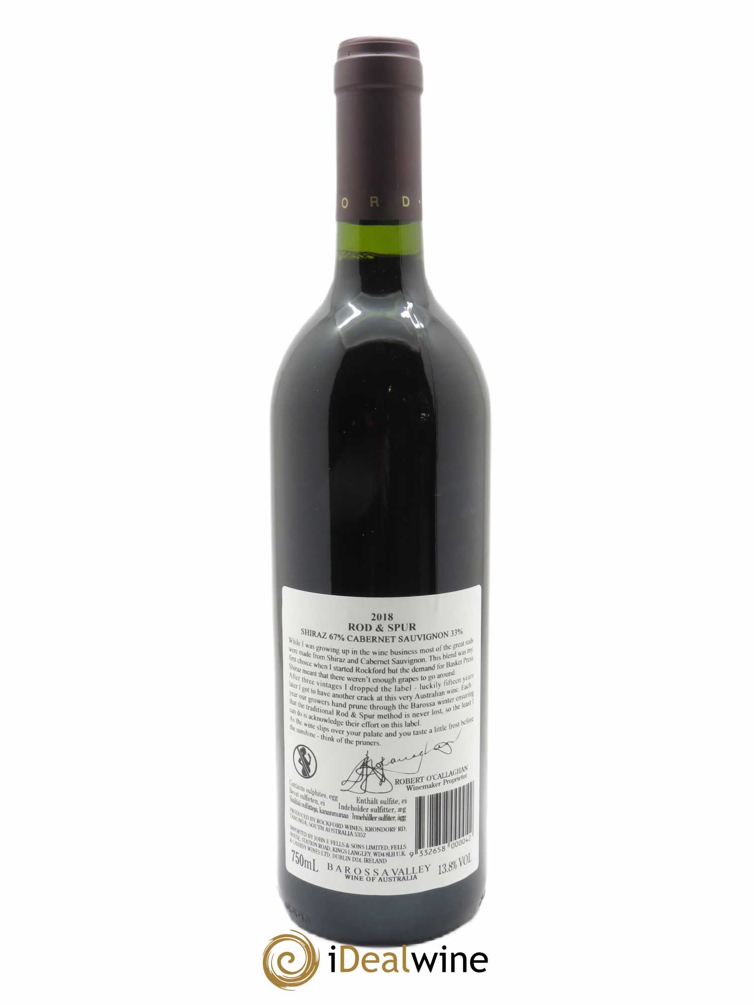 Barossa Valley Rockford Rod & Spur Shiraz Cabernet  2018 - Lot de 1 Bouteille