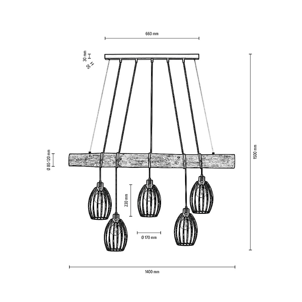 Spot LightPendelleuchte 5flg