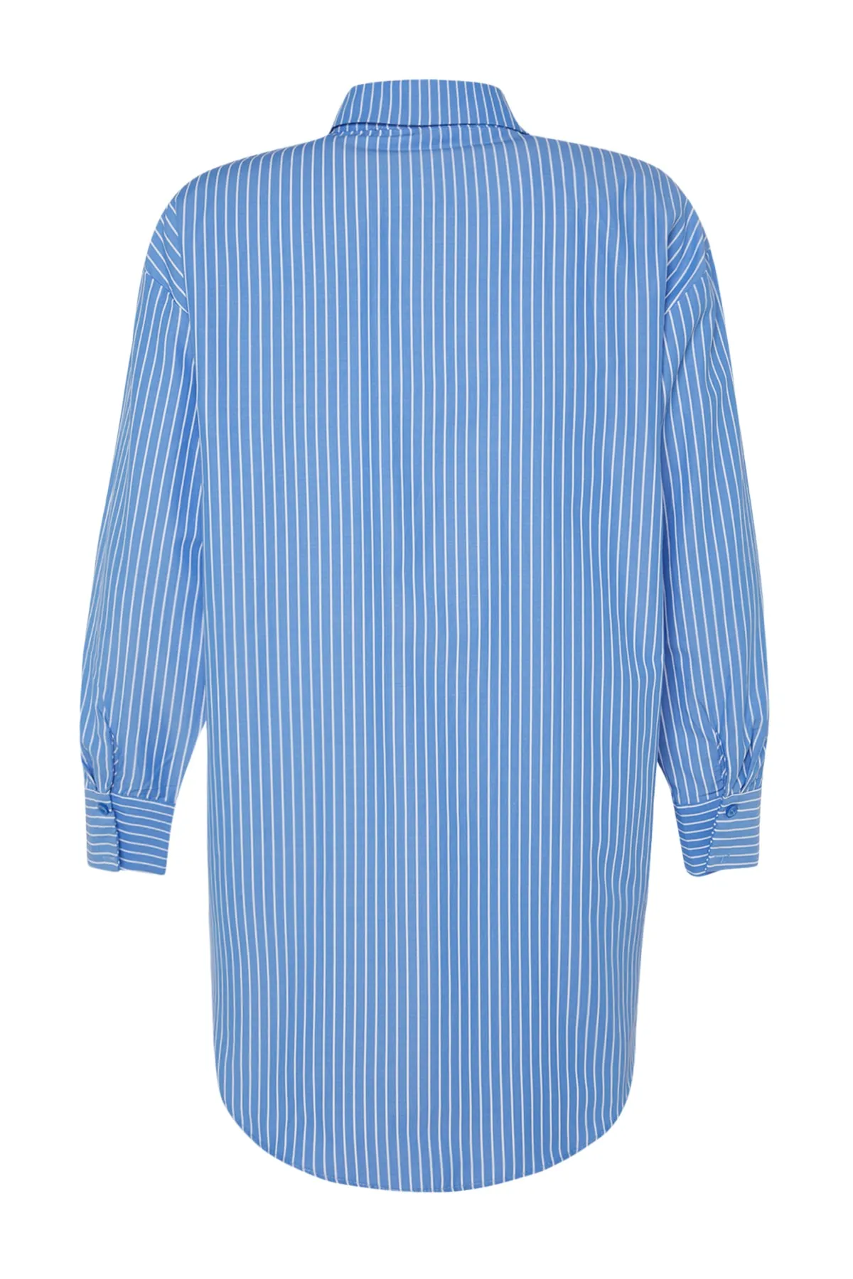 Trendyol Collection  Blau gestreiftes Webhemd TBESS22GO0664