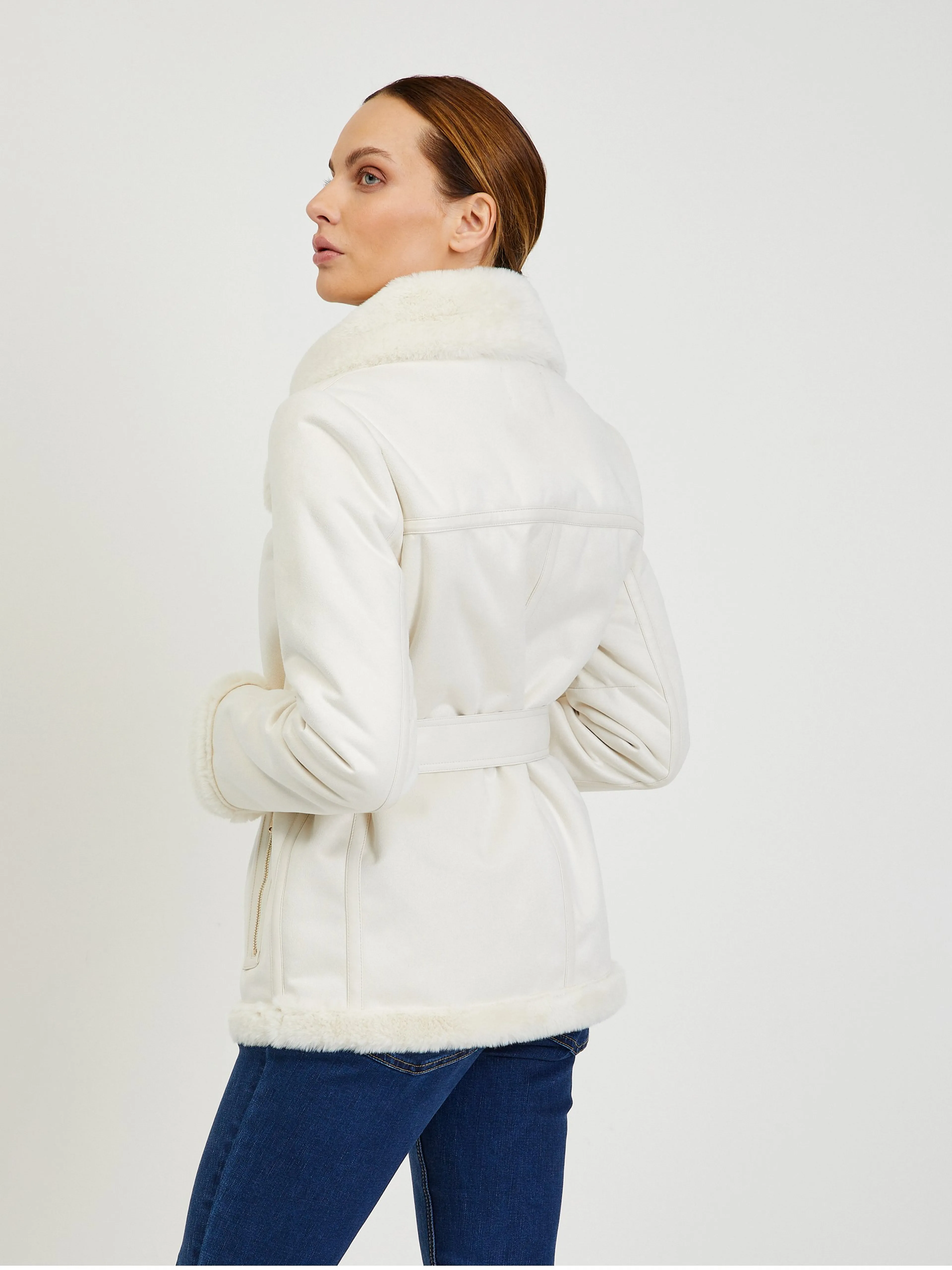 Cremefarbene Damen Wildlederjacke ORSAY